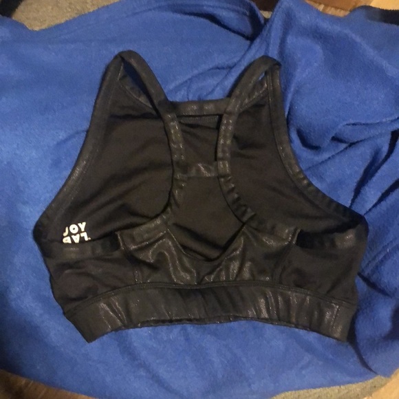 JoyLab Black Metallic Shimmer High Neckline Sports Bra Sz XS - Picture 4 of 7